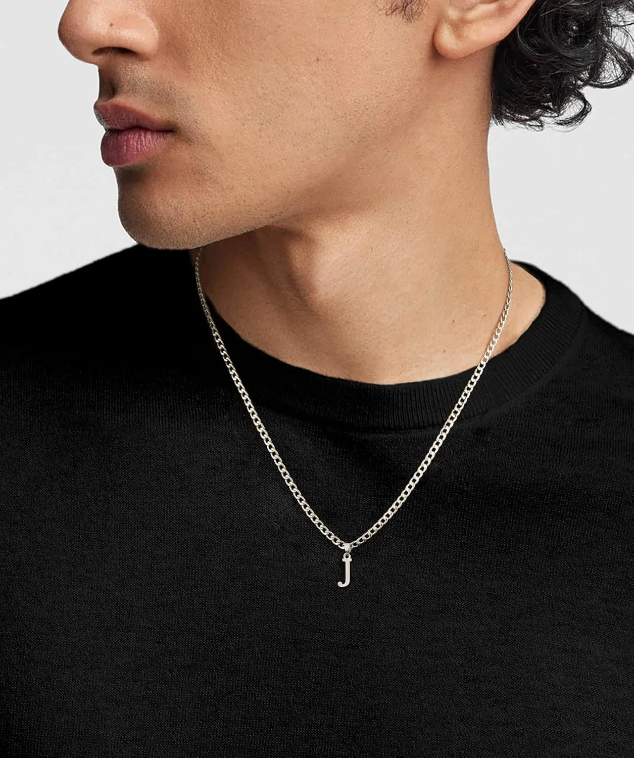 Initial A-Z Letter Pendant Necklace for Men 18K Gold Plated Capital Initial Necklace Cuban Link Chain 4mm 20 Inch Jewelry Gift