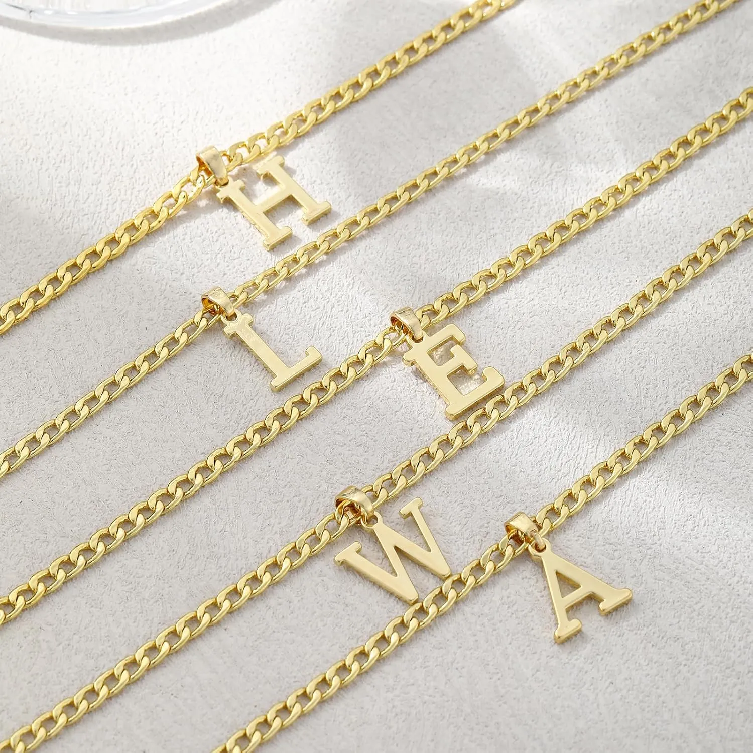 Initial A-Z Letter Pendant Necklace for Men 18K Gold Plated Capital Initial Necklace Cuban Link Chain 4mm 20 Inch Jewelry Gift