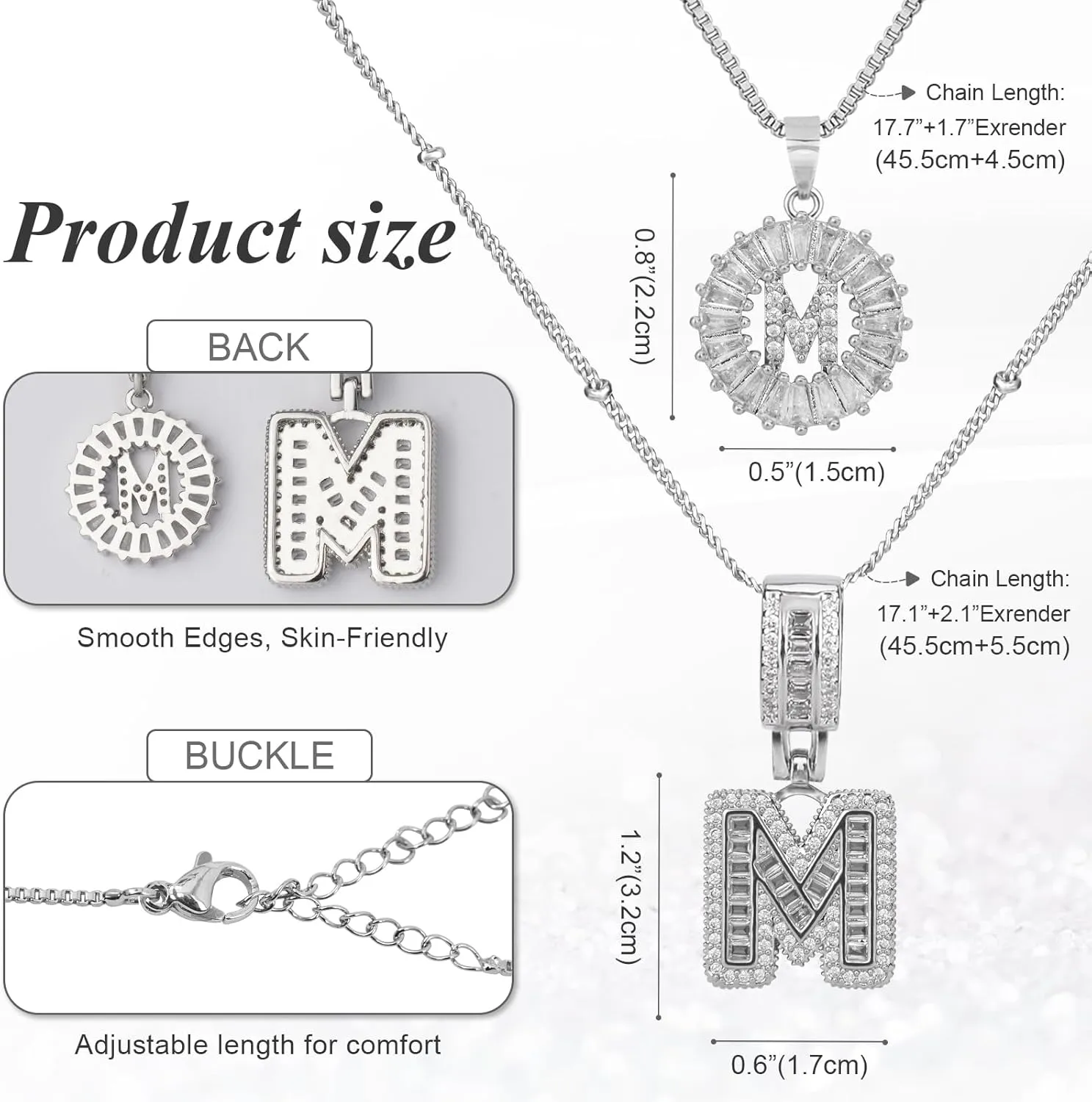 Initial Letter Necklace for Women 14k Silver Plated Dainty Necklaces Trendy Chunky Custom Layered Necklace Set Personalized Round Circle Zirconia A-Z Letter Chain Pendant Jewelry Gift
