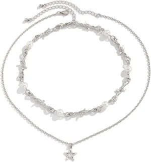Irregular Y2k Pearl Necklace for Women Fine Chain Pearl Pendant Women's Fashion Jewelry
