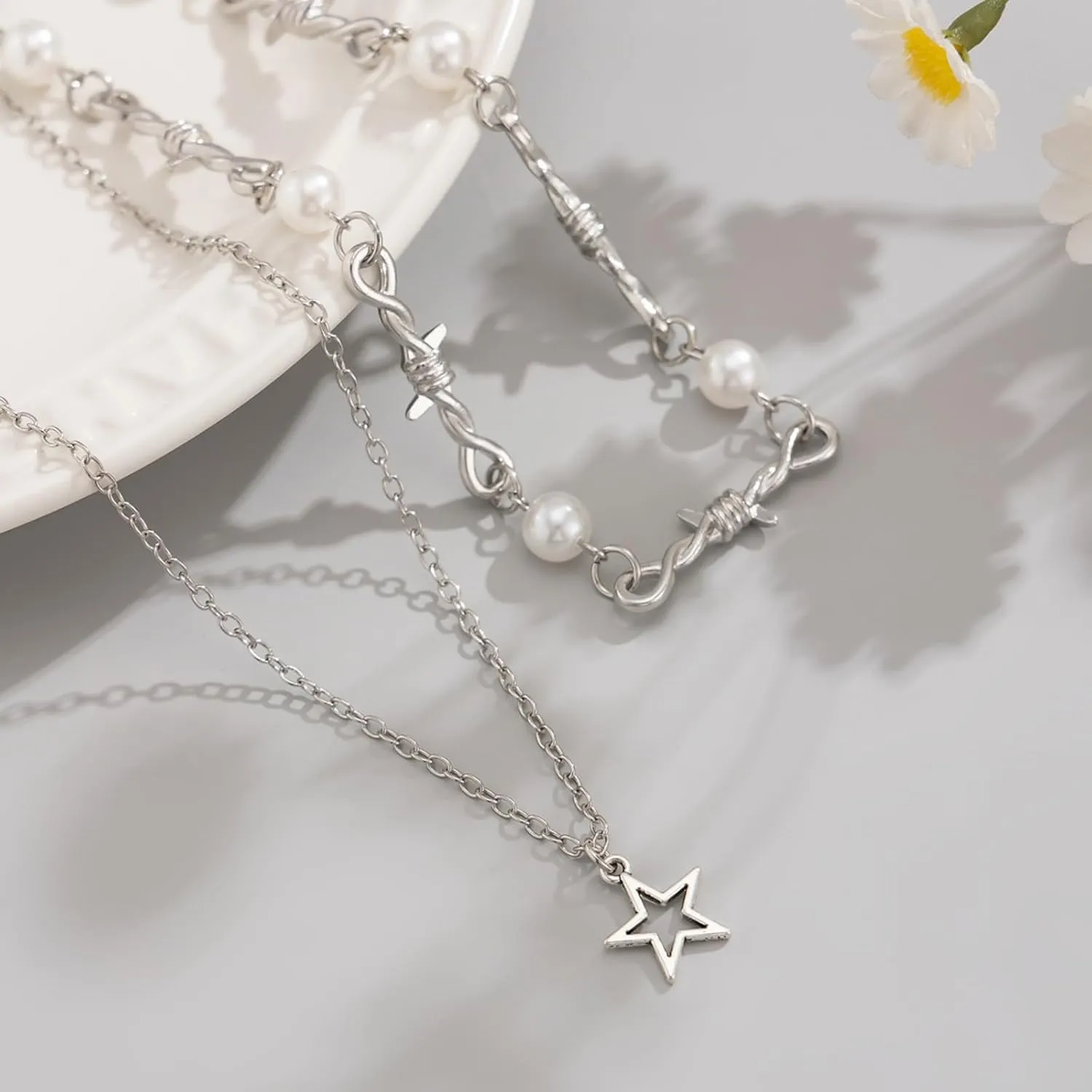Irregular Y2k Pearl Necklace for Women Fine Chain Pearl Pendant Women's Fashion Jewelry