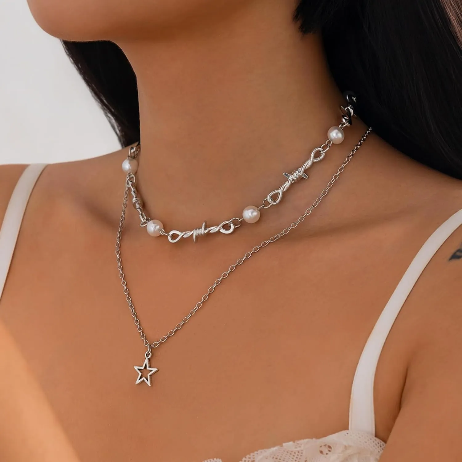 Irregular Y2k Pearl Necklace for Women Fine Chain Pearl Pendant Women's Fashion Jewelry