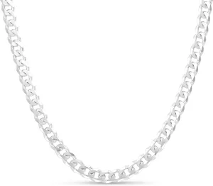 Italian 925 Sterling Silver Heavyweight Curb Cuban Necklace For Men, Thick Heavy Necklaces In Solid Sterling Silver, Mens Link Chain and Bracelet 6.75MM -9MM