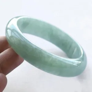 Jade Bangle Bracelet for Women Fashion Beautiful Ladies Jewelry White Mixed Green Jade Bracelets for Women and Girl Gift Jewelry,58mm