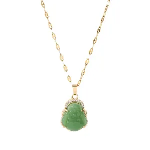 Jade Necklace for Women Buddha Jade Necklaces Green Crystal Necklace Lucky Buddha Jewelry Stocking Stuffers for Women Men