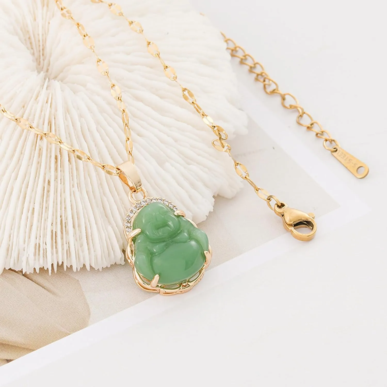 Jade Necklace for Women Buddha Jade Necklaces Green Crystal Necklace Lucky Buddha Jewelry Stocking Stuffers for Women Men
