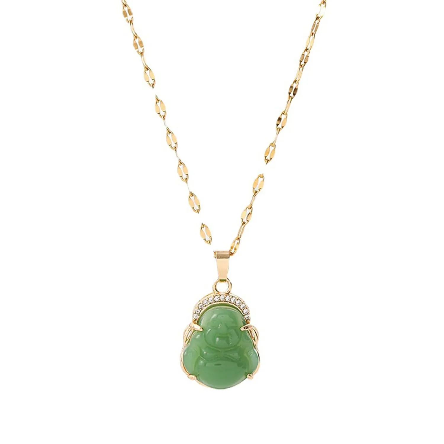 Jade Necklace for Women Buddha Jade Necklaces Green Crystal Necklace Lucky Buddha Jewelry Stocking Stuffers for Women Men