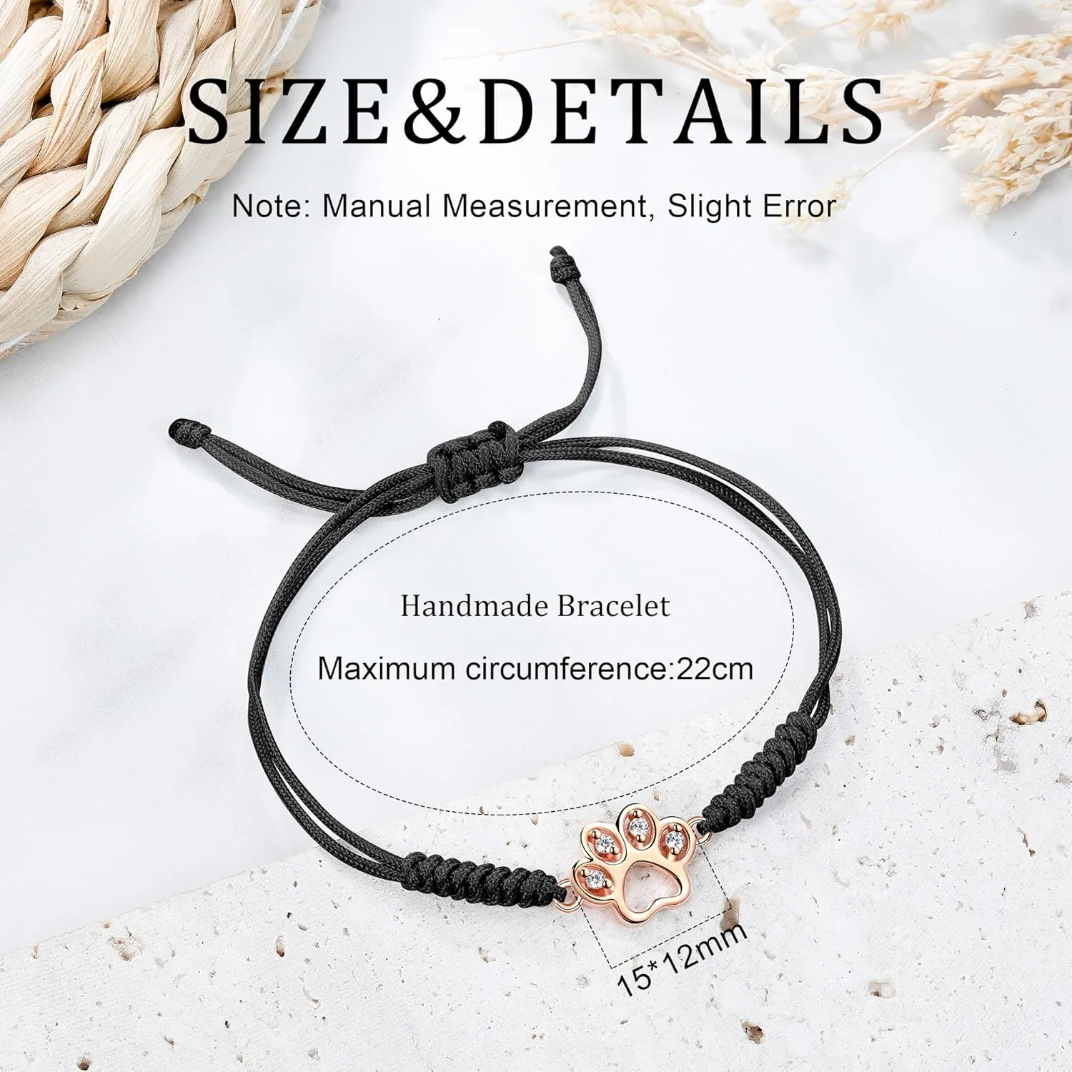 JENDEAR SHINE Rope Bracelet for Women, Hand Braided Rope Chain Adjustable, Birthday Friendship Graduation Gift for Women Girls Sisters Friends