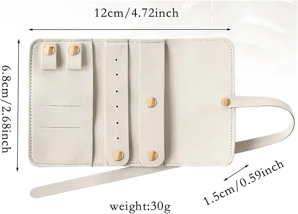 Jewelry Organizer, Jewelry Travel Case Small Travel Jewellry Box Mini Roll Foldable Jewelry Holder Storage Organizer for Rings Earrings Necklaces Women Teen Girls (Beige)