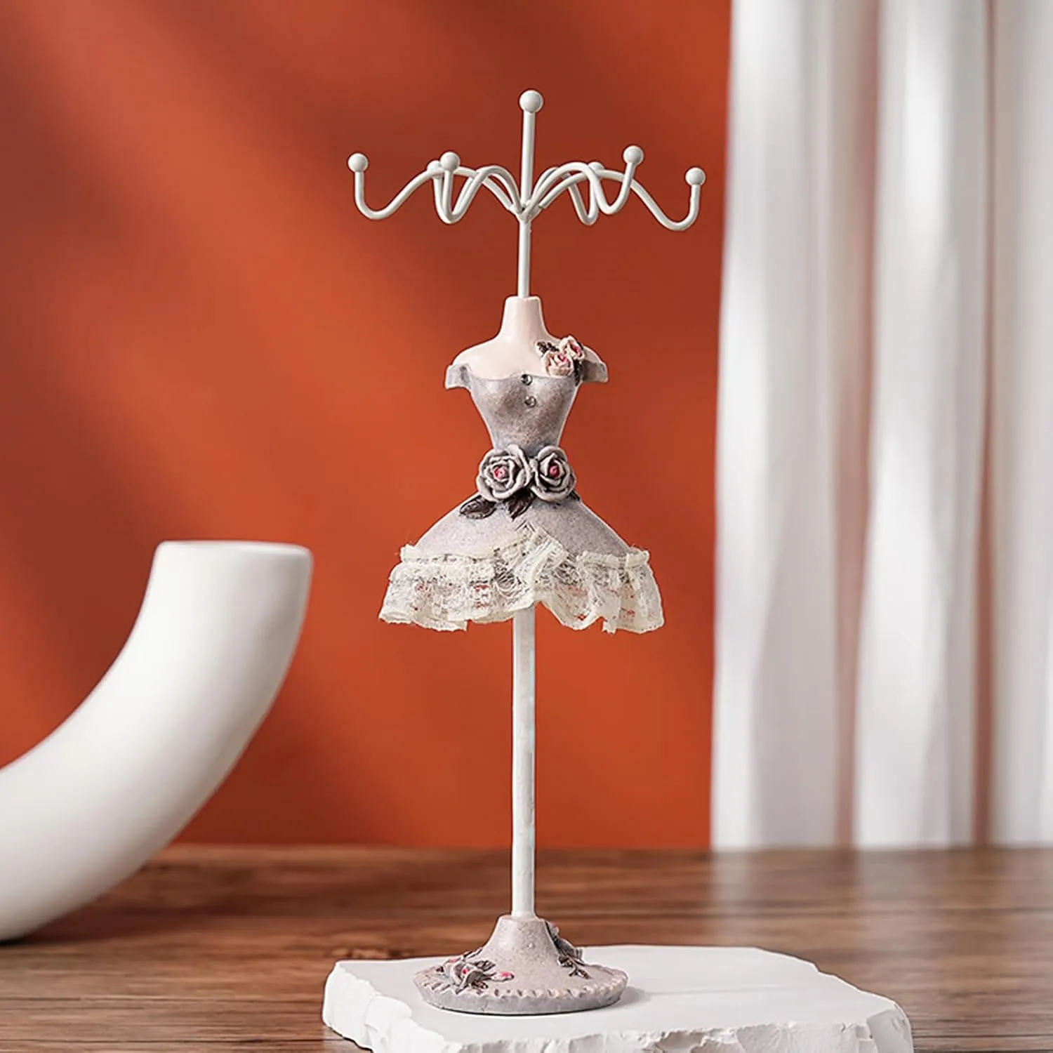Jewelry Stand Holder, Model Princess Dress Earring Necklace Ring Displays Stand Mannequin Stand Hanging Jewelry Organizer for Girls Women (Type 1)