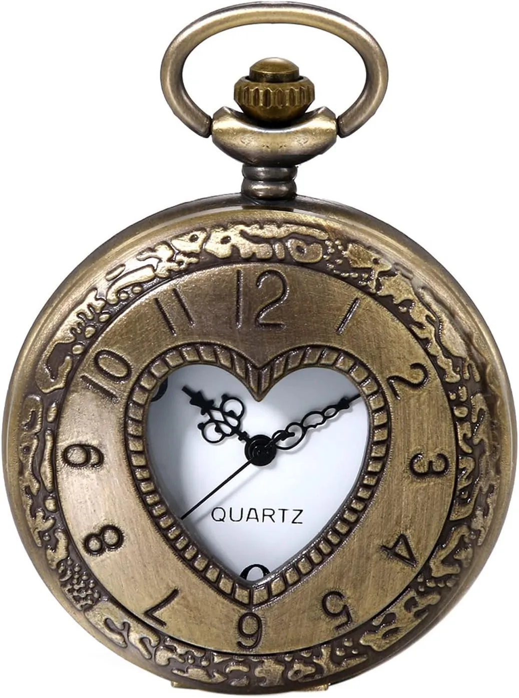JewelryWe Mens Pocket Watch Stylish Tree of Life Hollow Retro Quartz Watch Arabic Numerals Pendant Necklace,