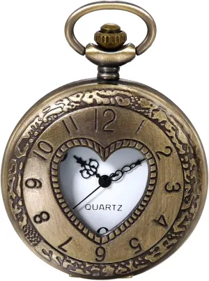 JewelryWe Mens Pocket Watch Stylish Tree of Life Hollow Retro Quartz Watch Arabic Numerals Pendant Necklace,