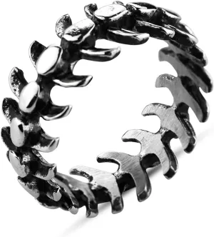 JILIYUPA Silver Goth Punk Ring for Men Women, Skeleton Human Spine Ring, Cool Gothic Ring, Vintage Ring, Knuckle Ring