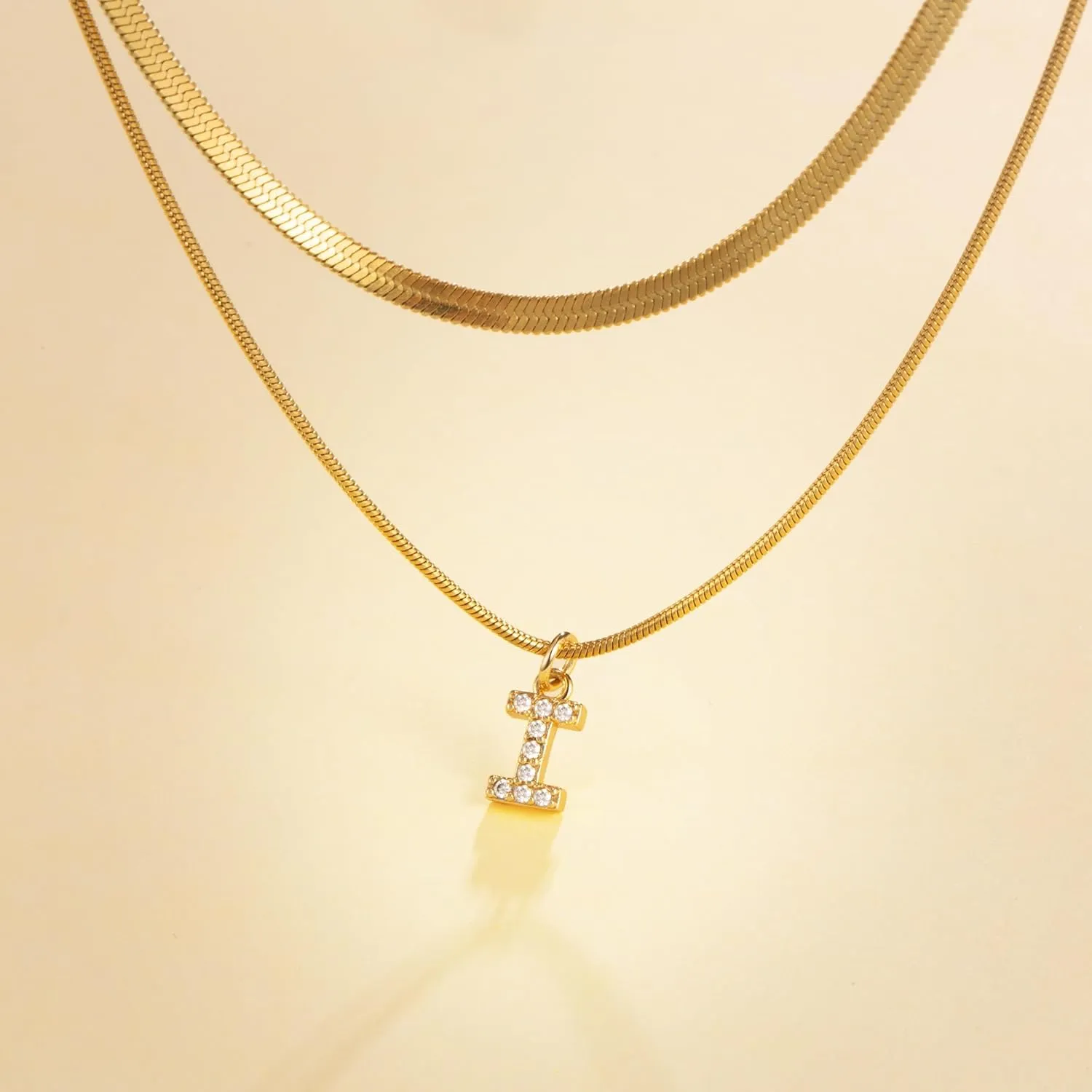 Joo&Rind Gold Initial Necklaces for Women Layered Stainless Steel Pendant Necklace with Initials, Dainty Letter Necklace for Women Jewelry Gifts
