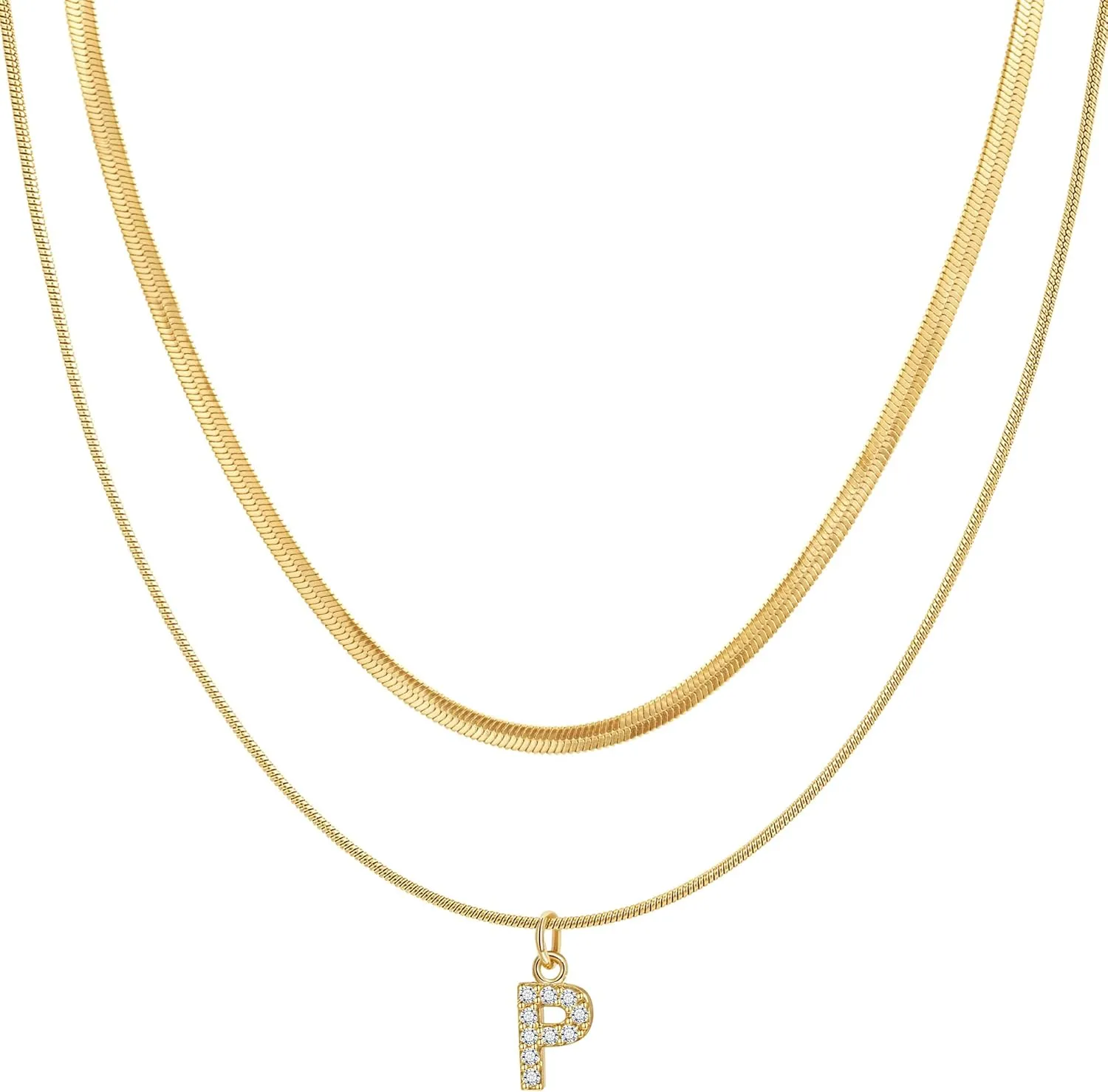 Joo&Rind Gold Initial Necklaces for Women Layered Stainless Steel Pendant Necklace with Initials, Dainty Letter Necklace for Women Jewelry Gifts