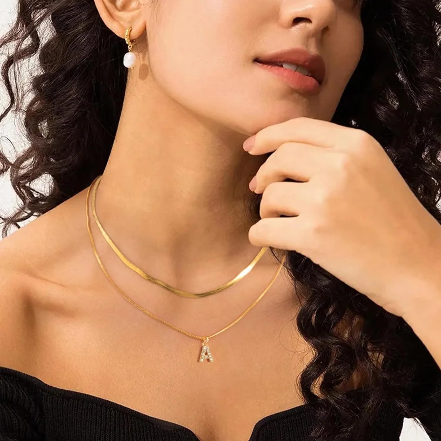 Joo&Rind Gold Initial Necklaces for Women Layered Stainless Steel Pendant Necklace with Initials, Dainty Letter Necklace for Women Jewelry Gifts