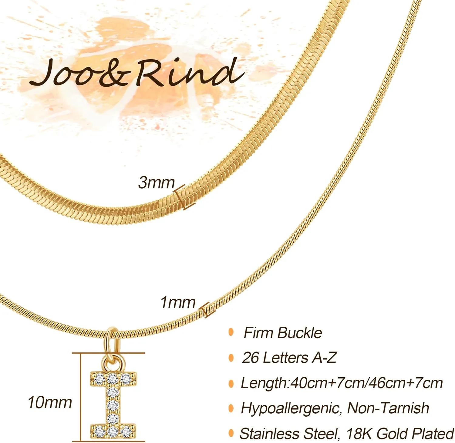 Joo&Rind Gold Initial Necklaces for Women Layered Stainless Steel Pendant Necklace with Initials, Dainty Letter Necklace for Women Jewelry Gifts