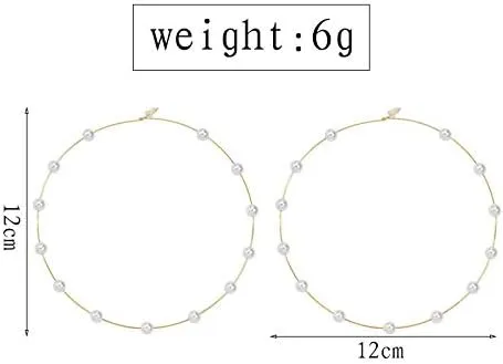 Jumbo Huge Hoops Large Pearls Thin Gold Silver Dangle Lightweight Fashion Chic Jewelry Gift for Women
