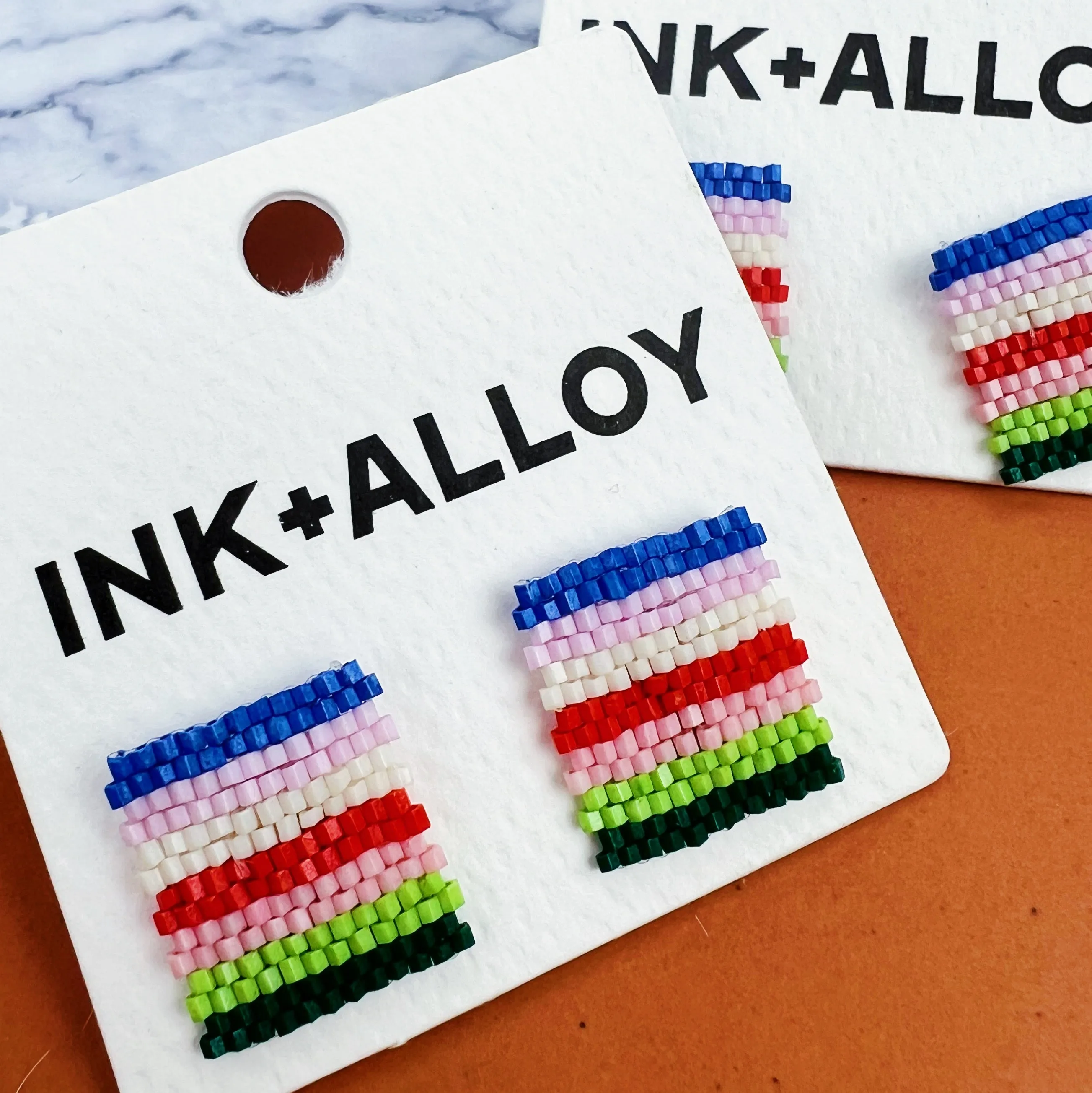 Kallie Striped Post Beaded Earrings - Rio