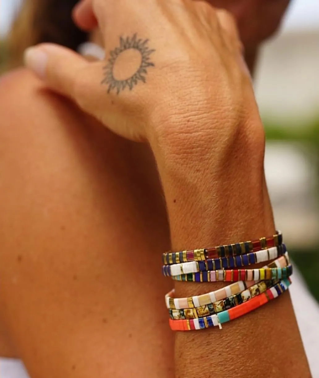 KELITCH Women Tila Beaded Bracelet Handmade Strand Stretch Bracelets