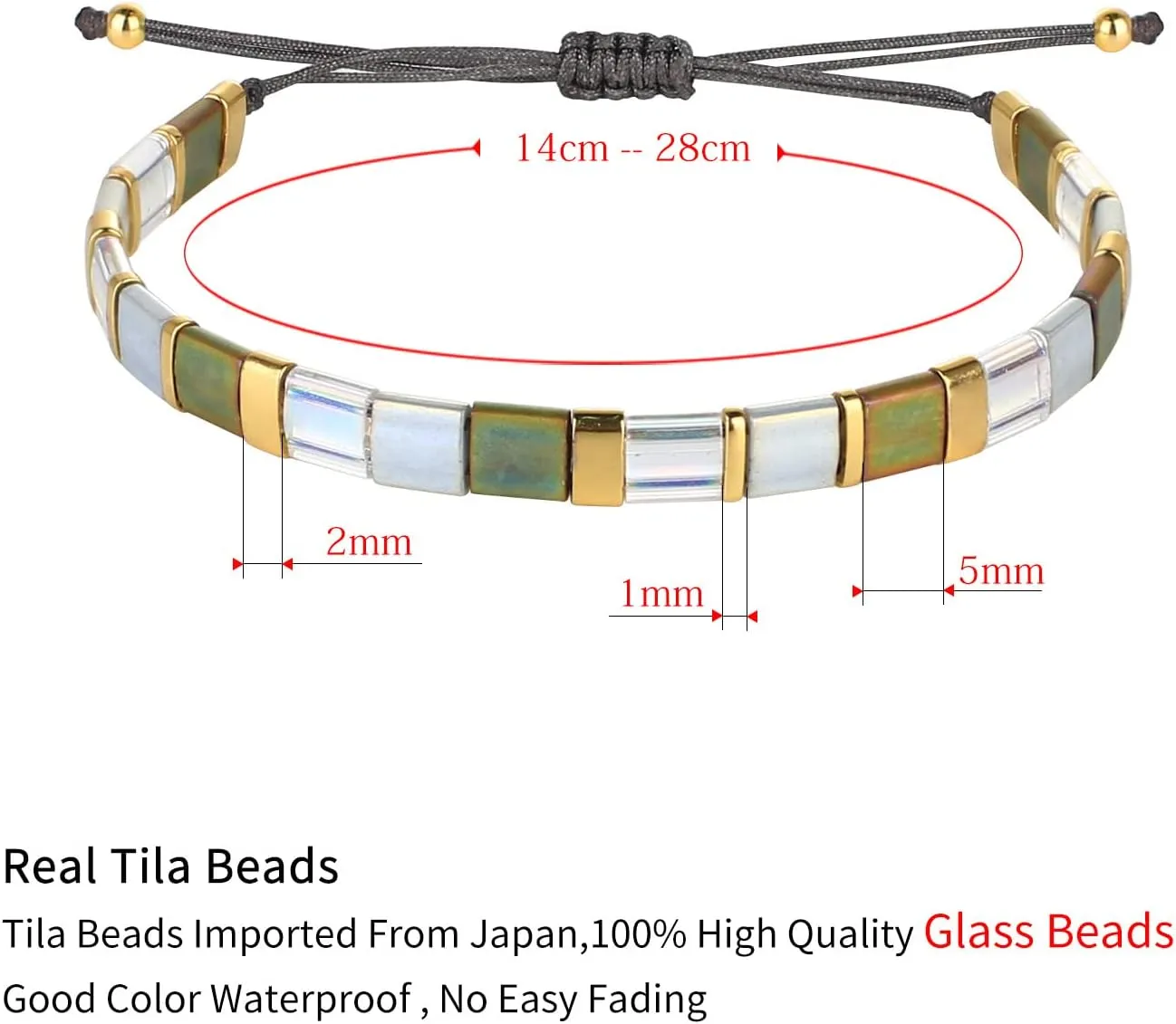 KELITCH Women Tila Beaded Bracelet Handmade Strand Stretch Bracelets