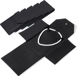 Kenning 6 Pcs Velvet Necklace Jewelry Display Folder Customize Travel Jewelry Organizer Pearl Necklace Pouches Jewelry Gift Bags Travel Necklace Holder, black