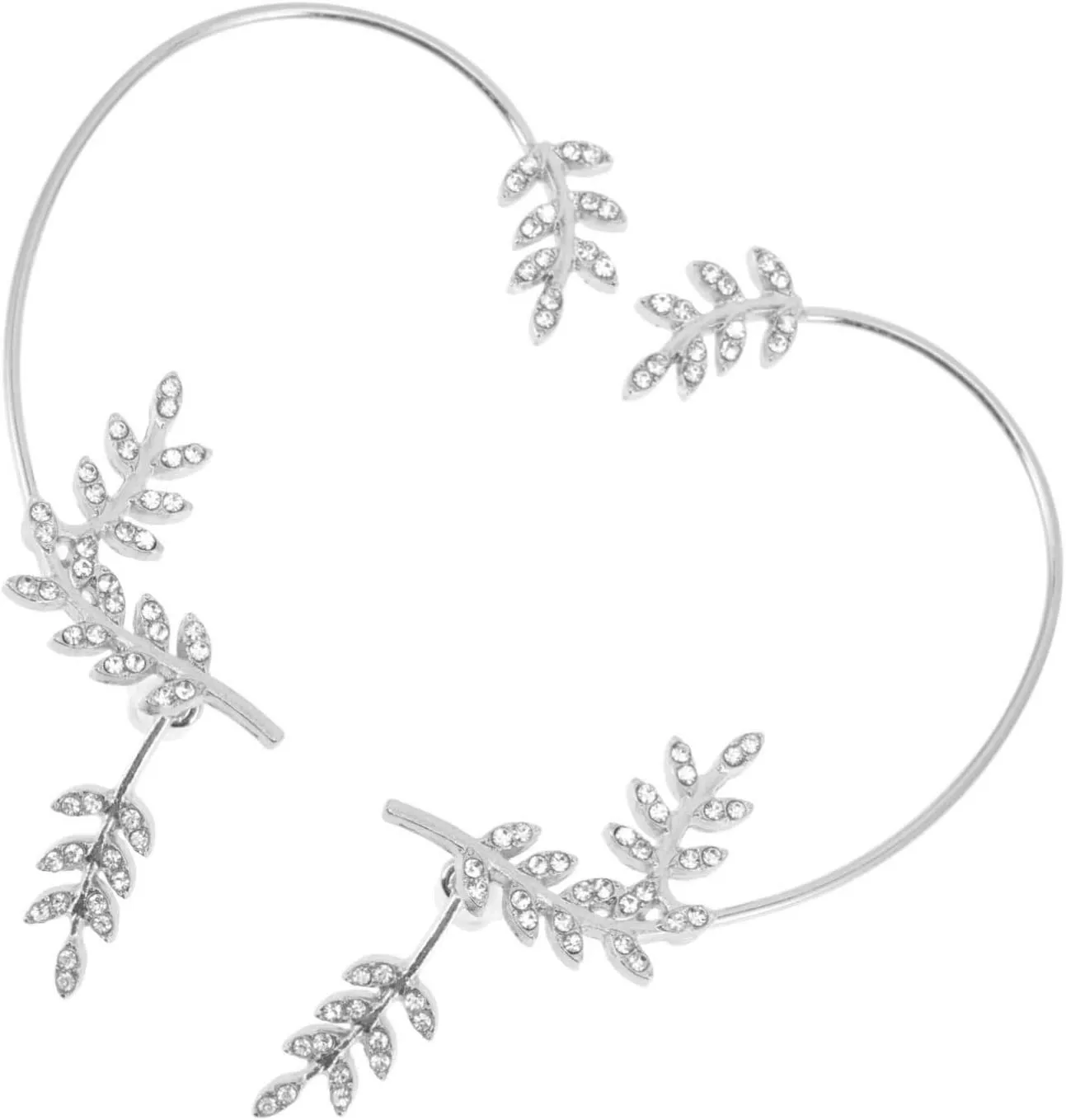 KESYOO 1 Pair Sparkly Rhinestone Cuff Earrings Detachable Leaf Design Ear Clips for Elegant Ear Jewelry Trendy Non Pierced Earring Set