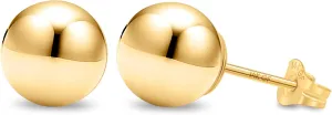 Kezef 14K Gold Stud Earrings for Women 14 k Real Gold Earrings, Solid Ball Filled Studs, Hypoallergenic Round Ear rings | Available from 3mm - 9mm