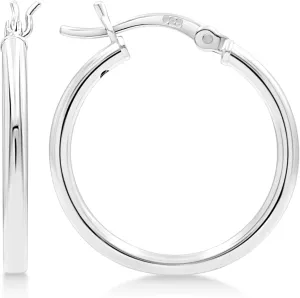 KEZEF 925 Sterling Silver Hoop Earrings For Women, Men | 2mm Thin High Polished Silver Hoop Earrings Hypoallergenic | Lightweight Jewelry Earring 22mm Diameter