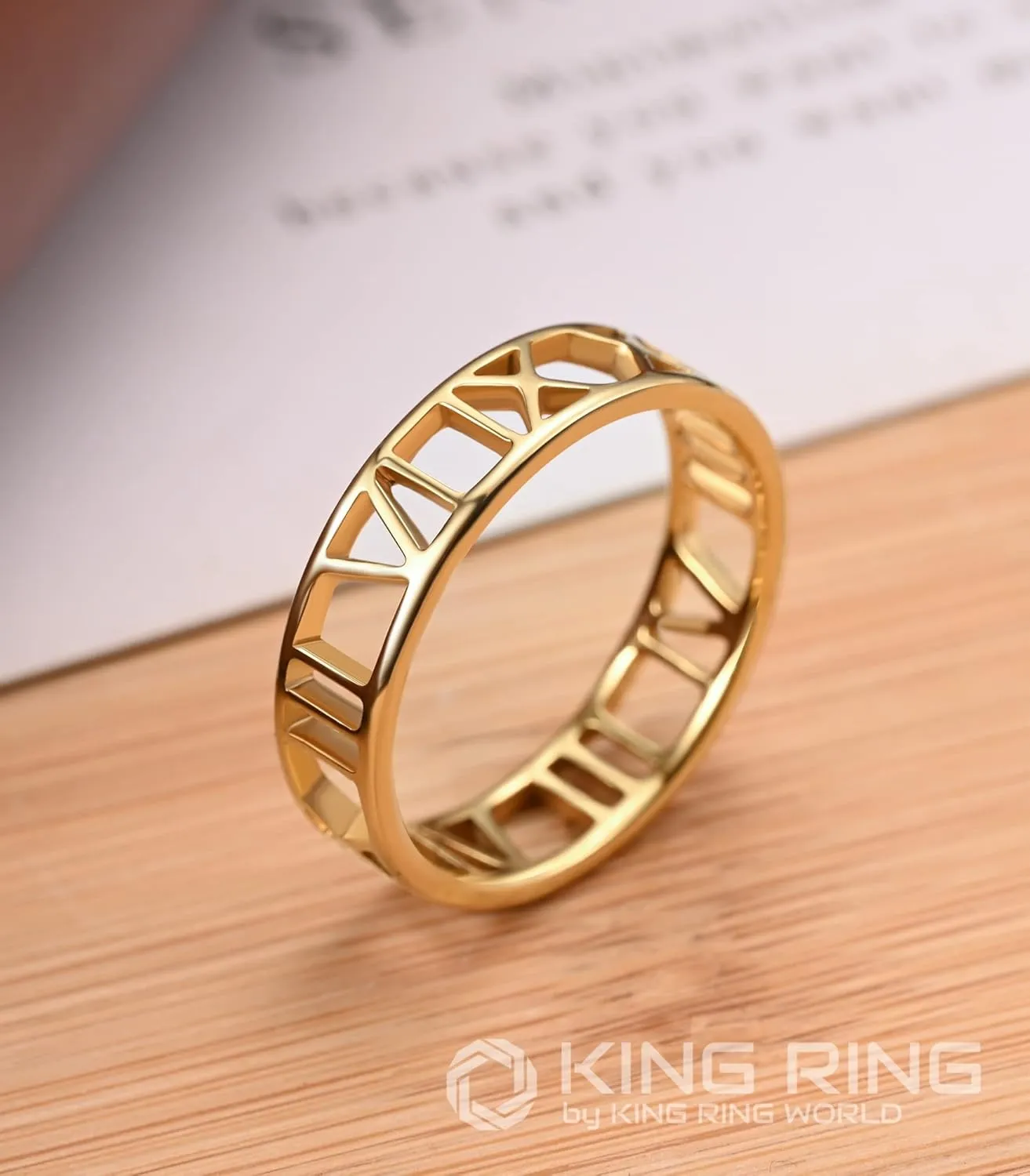 King Ring 6mm Roman Numeral Ring  Stainless Steel Band for Men & Women  Designed in USA