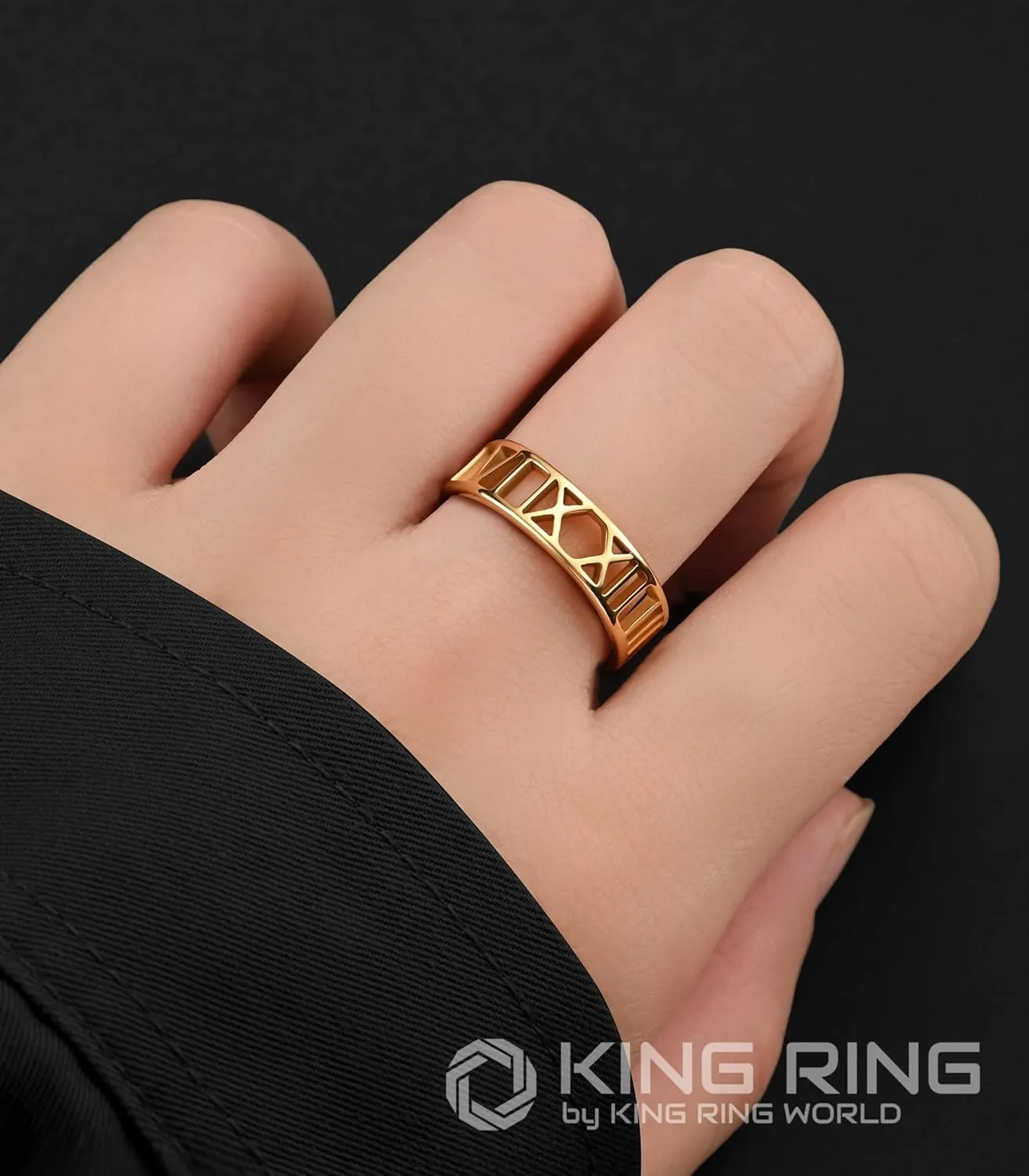 King Ring 6mm Roman Numeral Ring  Stainless Steel Band for Men & Women  Designed in USA