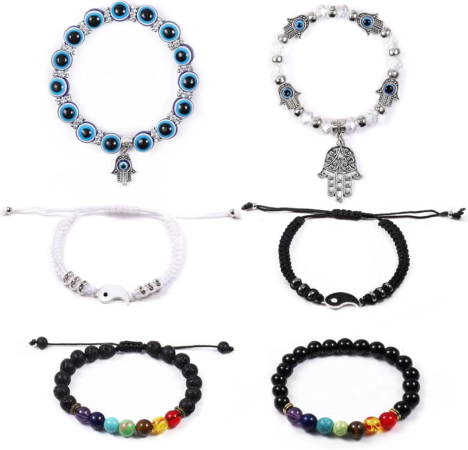 KISSPAT 6 Pcs Chakra Beaded Bracelets for Women | Bead Bracelet Set Healing Crystal Bracelet