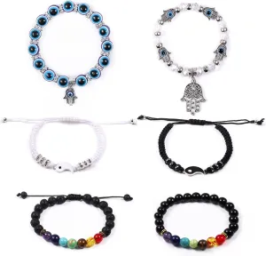 KISSPAT 6 Pcs Chakra Beaded Bracelets for Women | Bead Bracelet Set Healing Crystal Bracelet