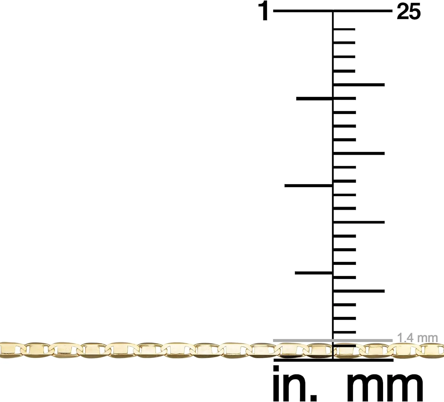 Kooljewelry 10k Yellow Gold 1.4mm Flat Oval Link Chain Necklace (16, 18, 20, 22, 24 or 30 inch)