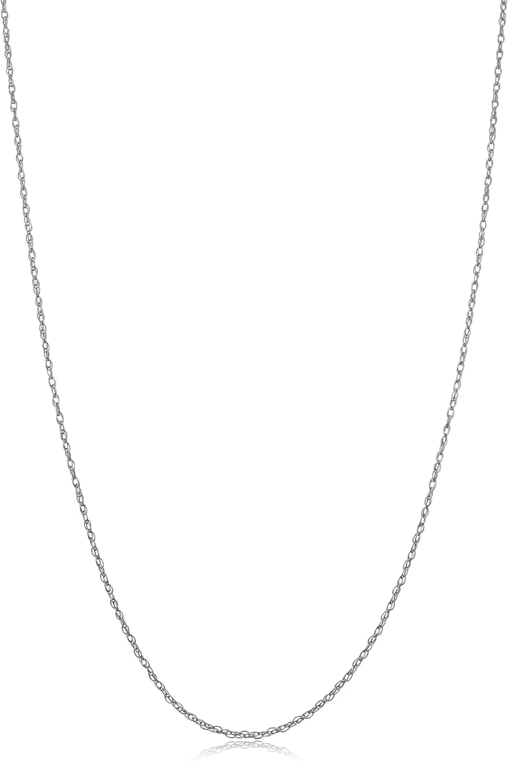 Kooljewelry 14k White Gold Rope Chain Barely-There Necklace For Women (0.7 mm, 0.9 mm, 1 mm or 1.3 mm) - Thin And Lightweight