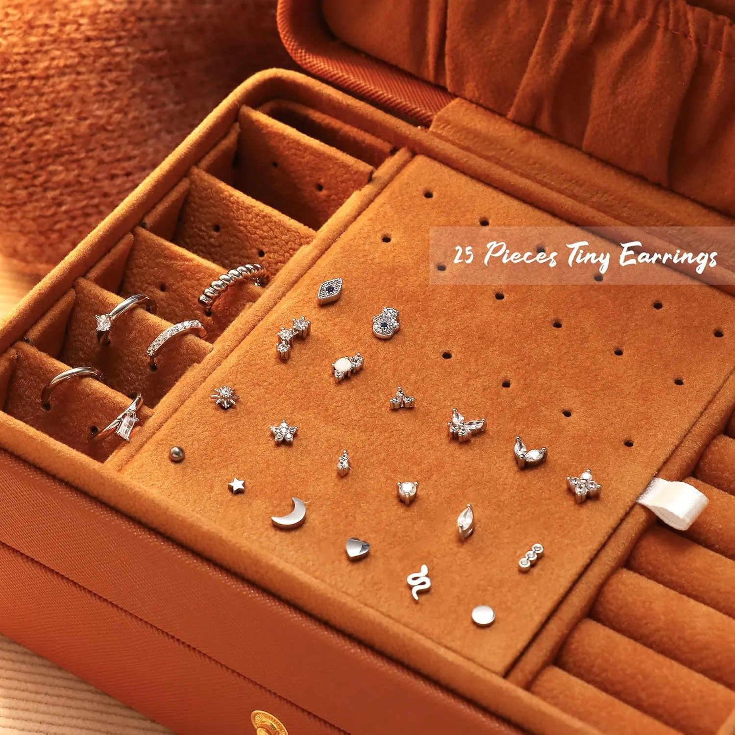 KRFY 25Pcs Hypoallergenic Surgical Steel Earrings for Sensitive Ears 14K Gold Plated Flat Back Cartilage Earrings for Women Men Screw Back Flatback Stud Hoop Earring Set for Multiple Piercing