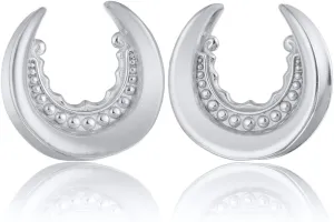 LADEMAYH 2Pcs 3/4 Gauges for Ears, Elegant Silver 3/4 Ear Gauges for Women,Chic Design 19mm Gauges for Ears, Surgical Steel Saddle Plugs Tunnels Gauge Earrings