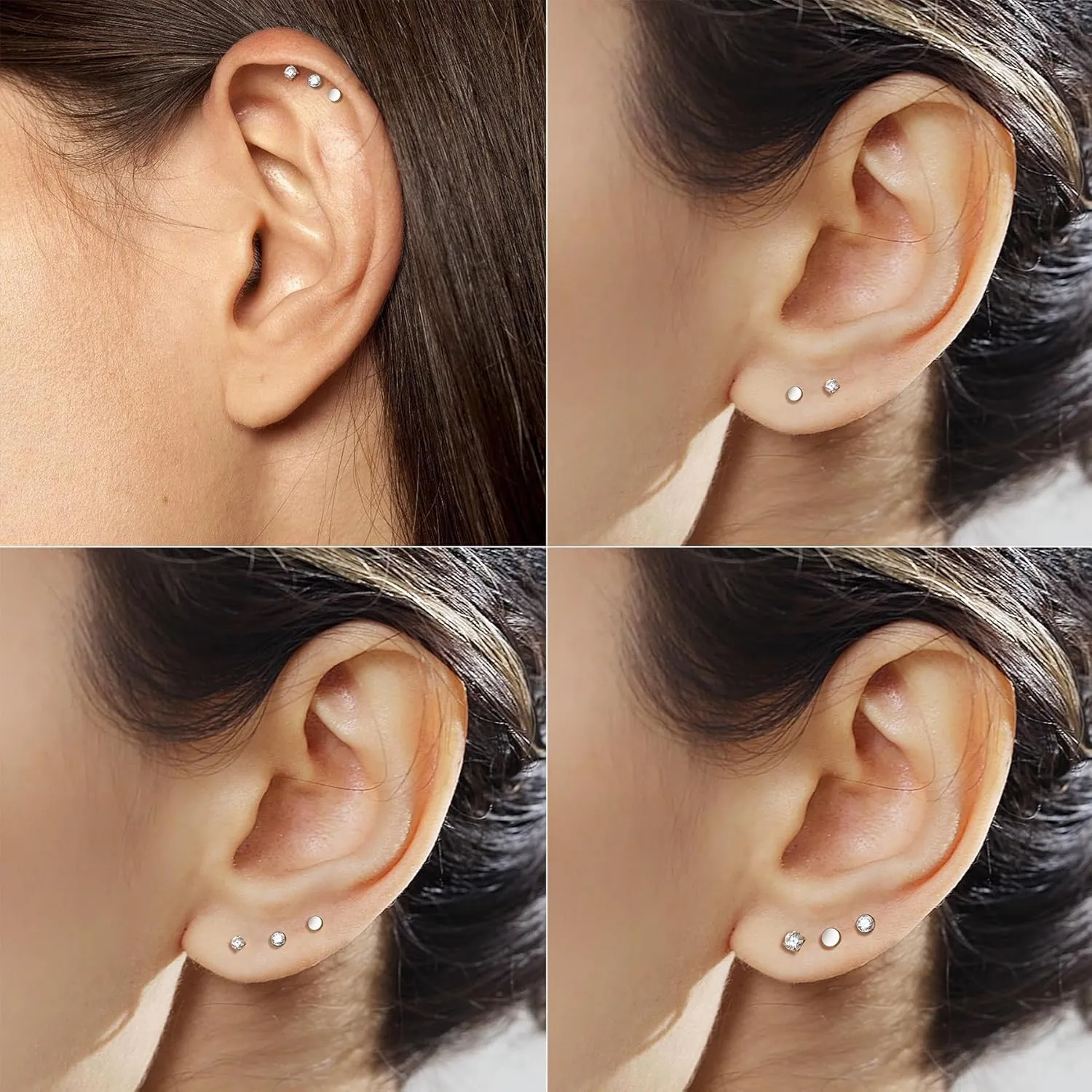 Lantine 20g 18g 16g Threadless Flat Back Nose Ring Stud G23 Titanium Flatback Stud Earrings Zircon Push in Nose Stud Lip Helix Tragus Inner Conch Rook Cartilage Daith Piercings Jewelry