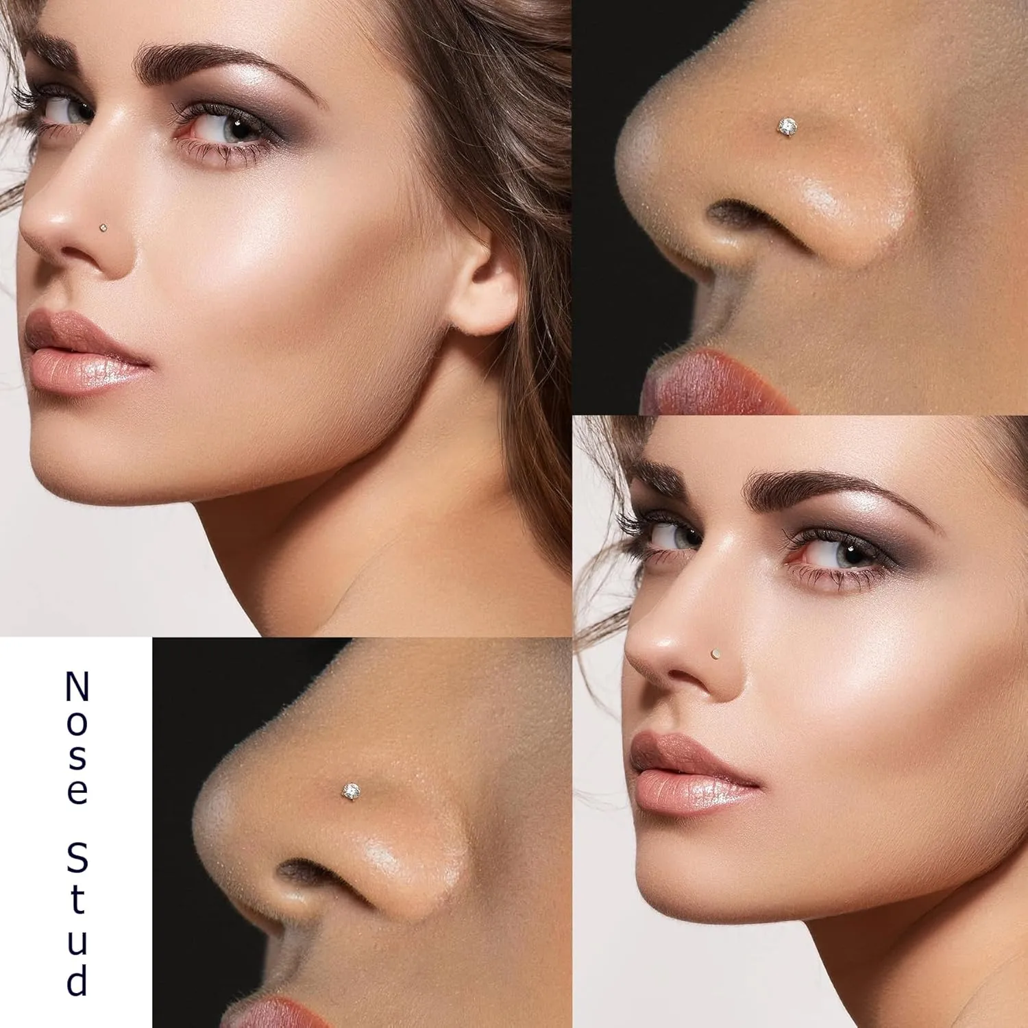 Lantine 20g 18g 16g Threadless Flat Back Nose Ring Stud G23 Titanium Flatback Stud Earrings Zircon Push in Nose Stud Lip Helix Tragus Inner Conch Rook Cartilage Daith Piercings Jewelry