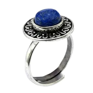 Lapis Lazuli Rings for Women and Teen Girls - Silver Lapis Lazuli Crystal Ring Birthstone Jewelry - Healing Crystal Gifts for Her, Mothers Day, Christmas - Anillos Para Mujer (S1)
