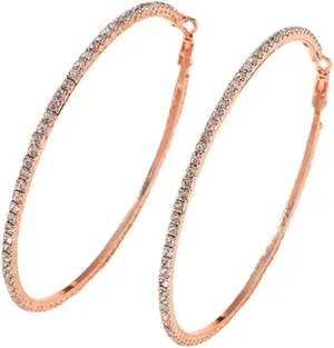 Large Rhinestone Hoop Earrings for Women Girls Hypoallergenic Extra Big 80mm Huggie CZ Hoops Dangle Drop Earring Fashion Chic Party Jewelry Gifts 3 inch
