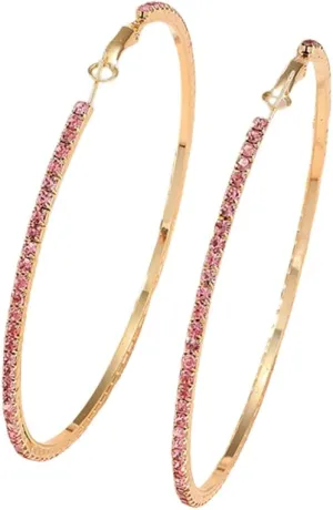 Large Rhinestone Hoop Earrings for Women Girls Hypoallergenic Extra Big 80mm Huggie CZ Hoops Dangle Drop Earring Fashion Chic Party Jewelry Gifts 3 inch