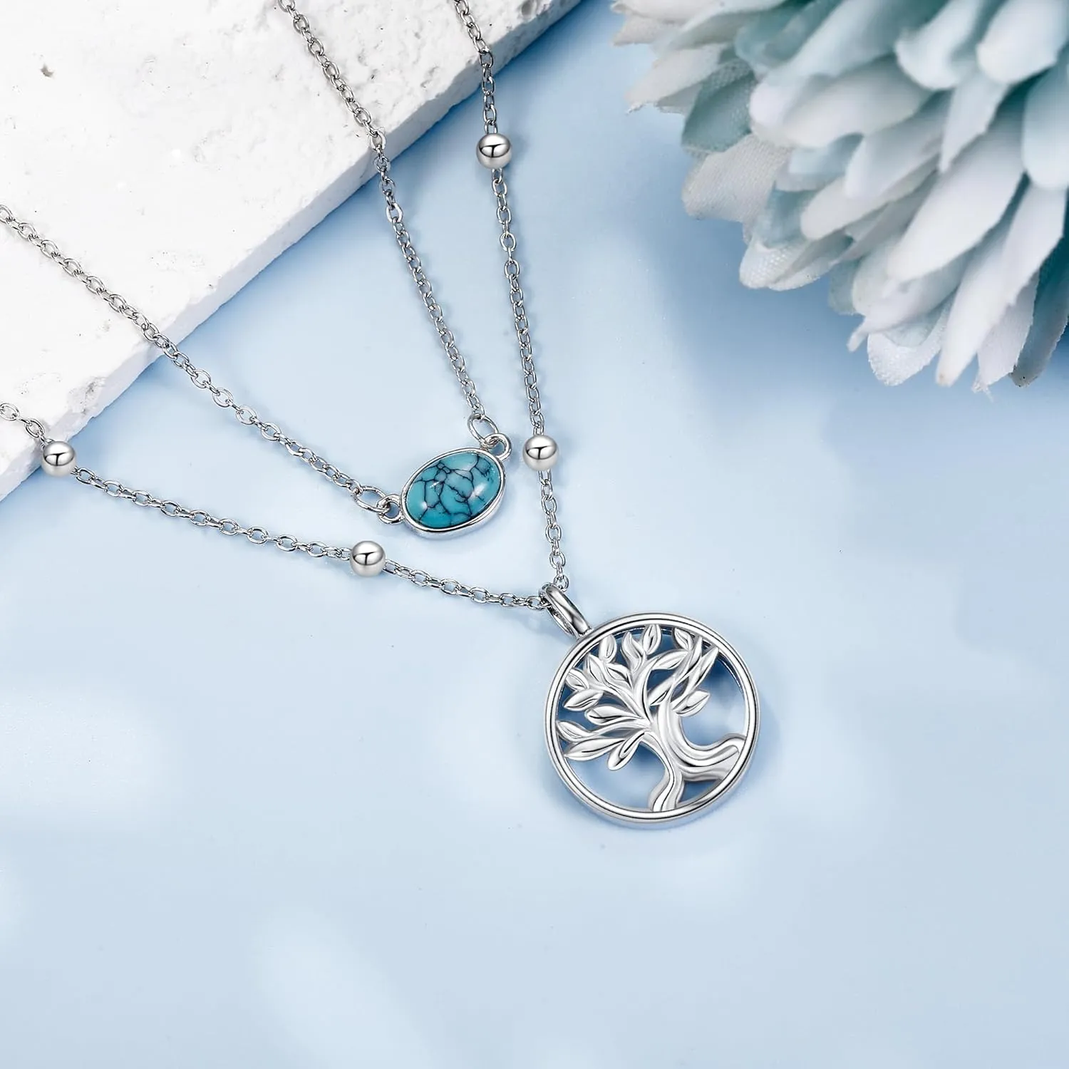 Lariat Layered Necklace 925 Sterling Silver Y Layered Choker Necklaces Christmas Jewelry Gifts for Women
