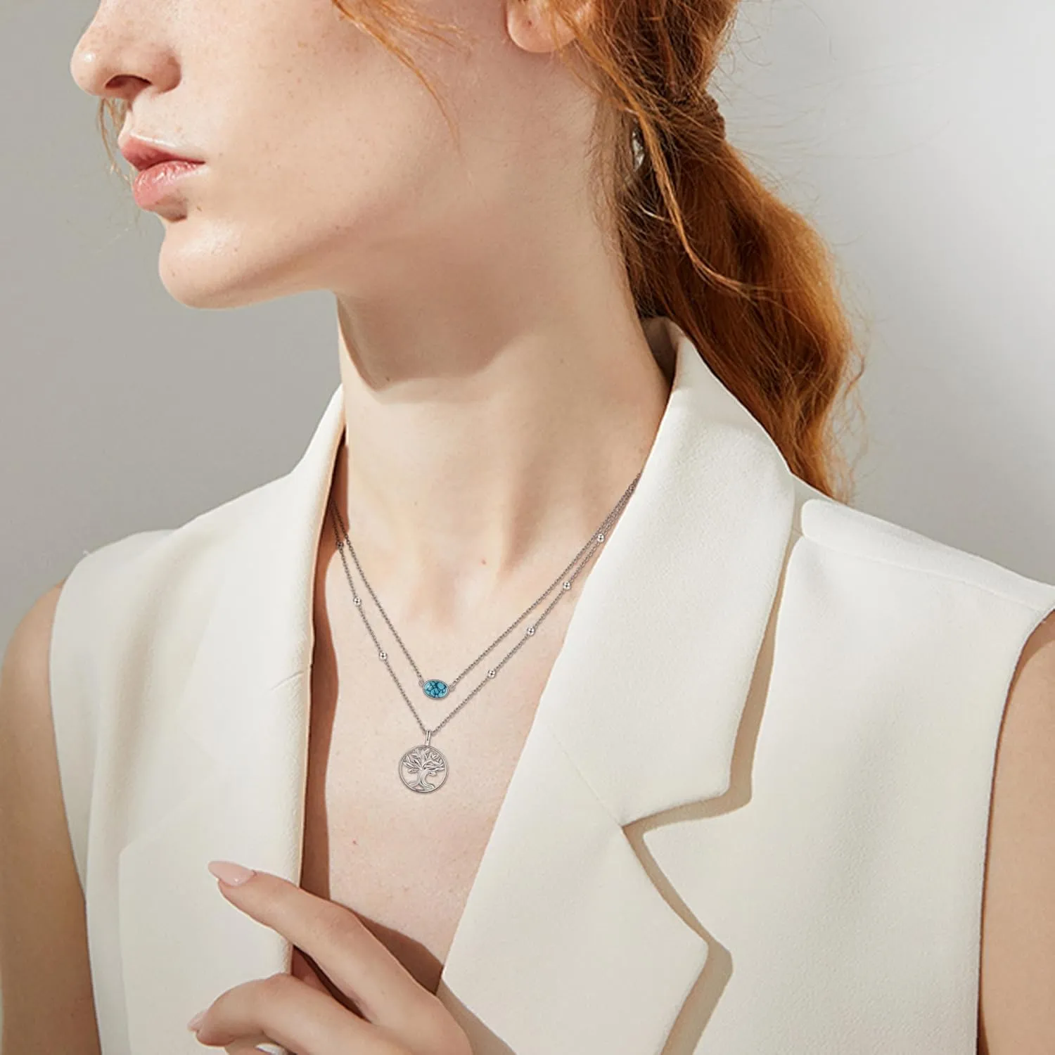 Lariat Layered Necklace 925 Sterling Silver Y Layered Choker Necklaces Christmas Jewelry Gifts for Women