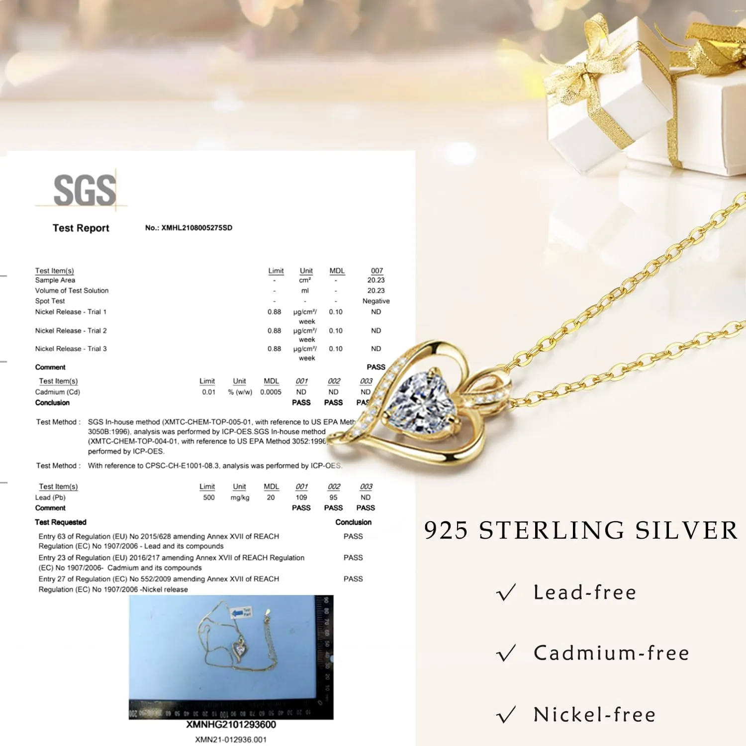 LAVUMO Heart Birthstone Necklace for Women Fine Jewelry 925 Sterling Silver Heart Necklace Dainty Pendant Anniversary Birthday Christmas Gifts for Her Girlfriend Wife Mom Lady Daughter Chain 18" 2"