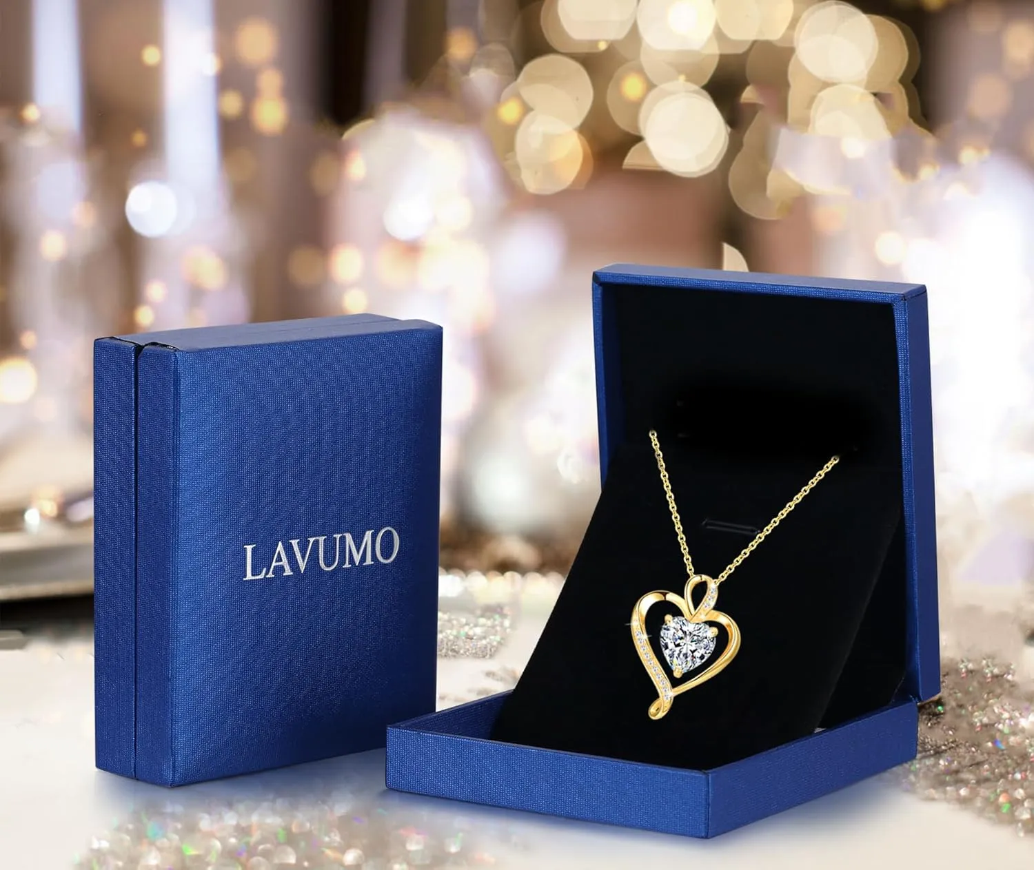 LAVUMO Heart Birthstone Necklace for Women Fine Jewelry 925 Sterling Silver Heart Necklace Dainty Pendant Anniversary Birthday Christmas Gifts for Her Girlfriend Wife Mom Lady Daughter Chain 18" 2"