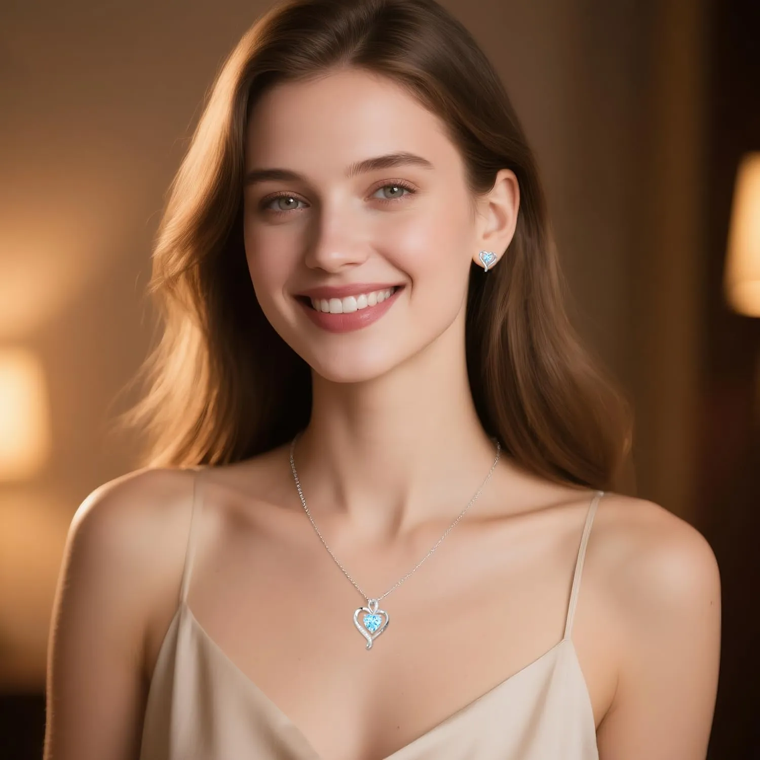 LAVUMO Heart Necklace for Women - I Love You 925 Sterling Silver Heart Birthstone Necklace, Jewelry Gift Box Set, Anniversary Birthday Gifts for Wife Mom Girlfriend Her