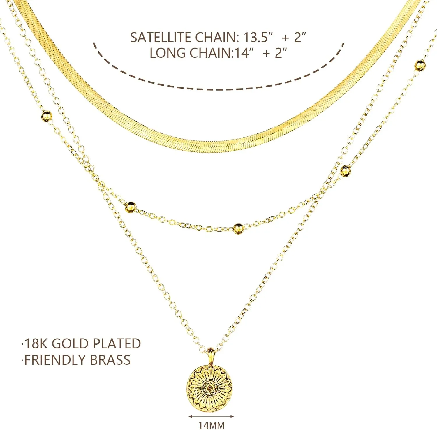 Layered Gold Necklaces for Women,Stackable Dainty 14K Gold Plated Trendy Chain Pendant Necklace,Simple Gold Jewelry Set Gifts for Women (C2) (C1)