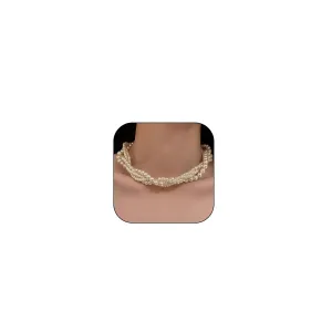 Layered Pearl Choker Necklace for Women Beaded Pearl Necklace White Pearl Wedding Necklace for Bride Pearl Jewelry Gift as Prom Accessories Wedding Jewelry
