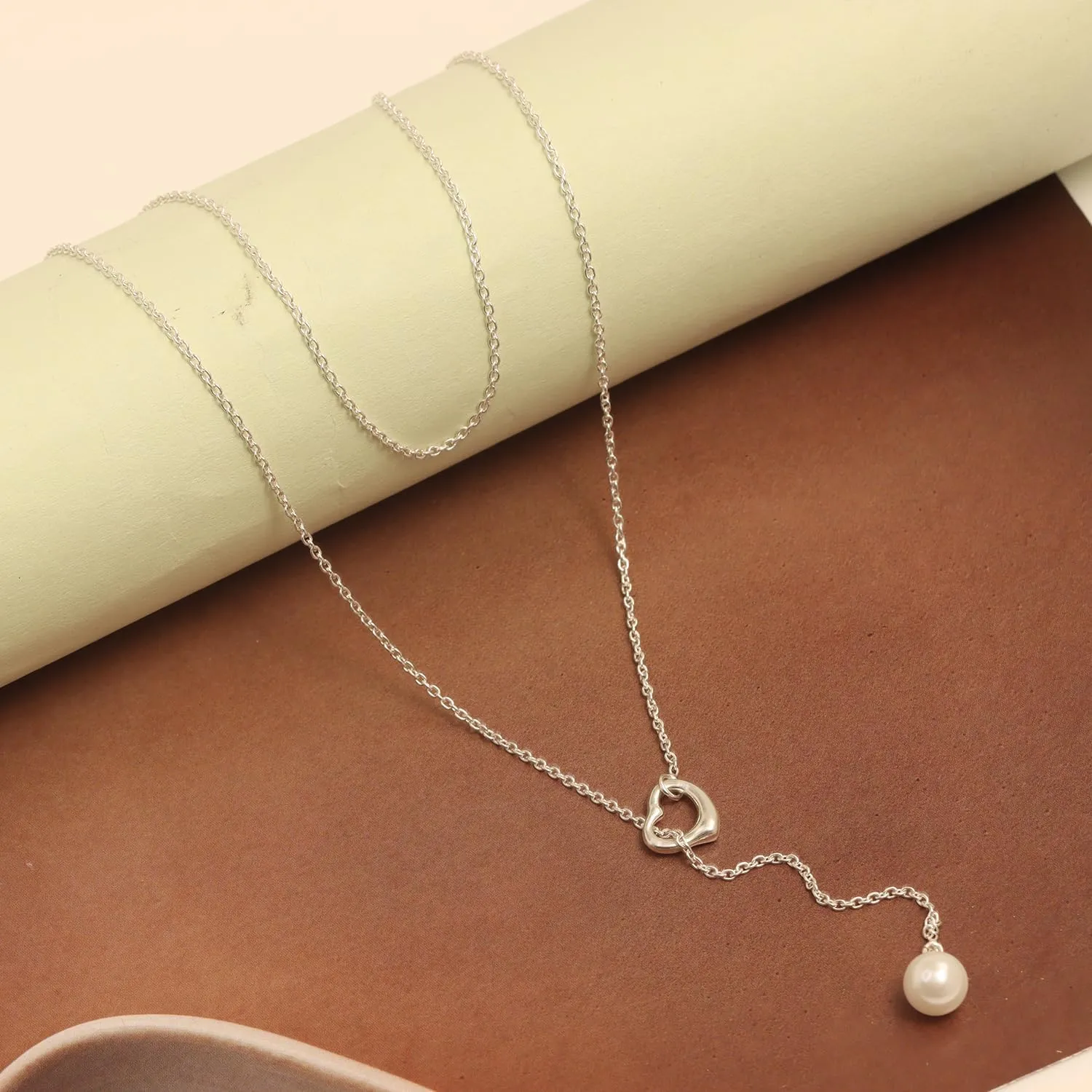 LeCalla 925 Sterling Silver CZ Necklace for Women Jewelry Lightweight Adjustable Lariat Zirconia Choker Y Chain Necklace